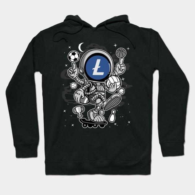 Astronaut Skate Litecoin LTC Coin To The Moon Crypto Token Cryptocurrency Blockchain Wallet Birthday Gift For Men Women Kids Hoodie by Thingking About